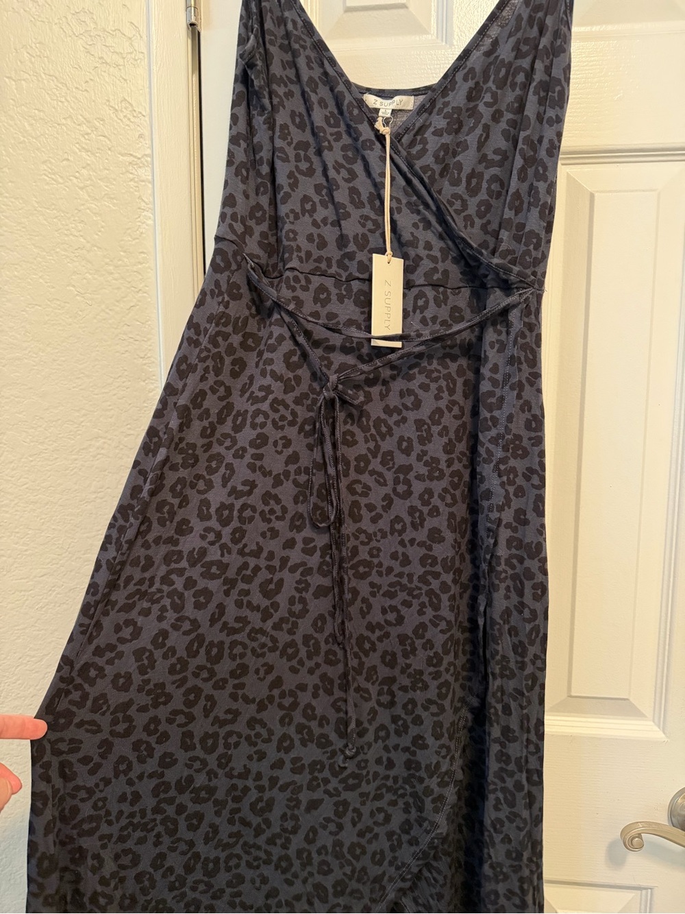 Z Supply Charcoal Leopard-Print Slip Dress